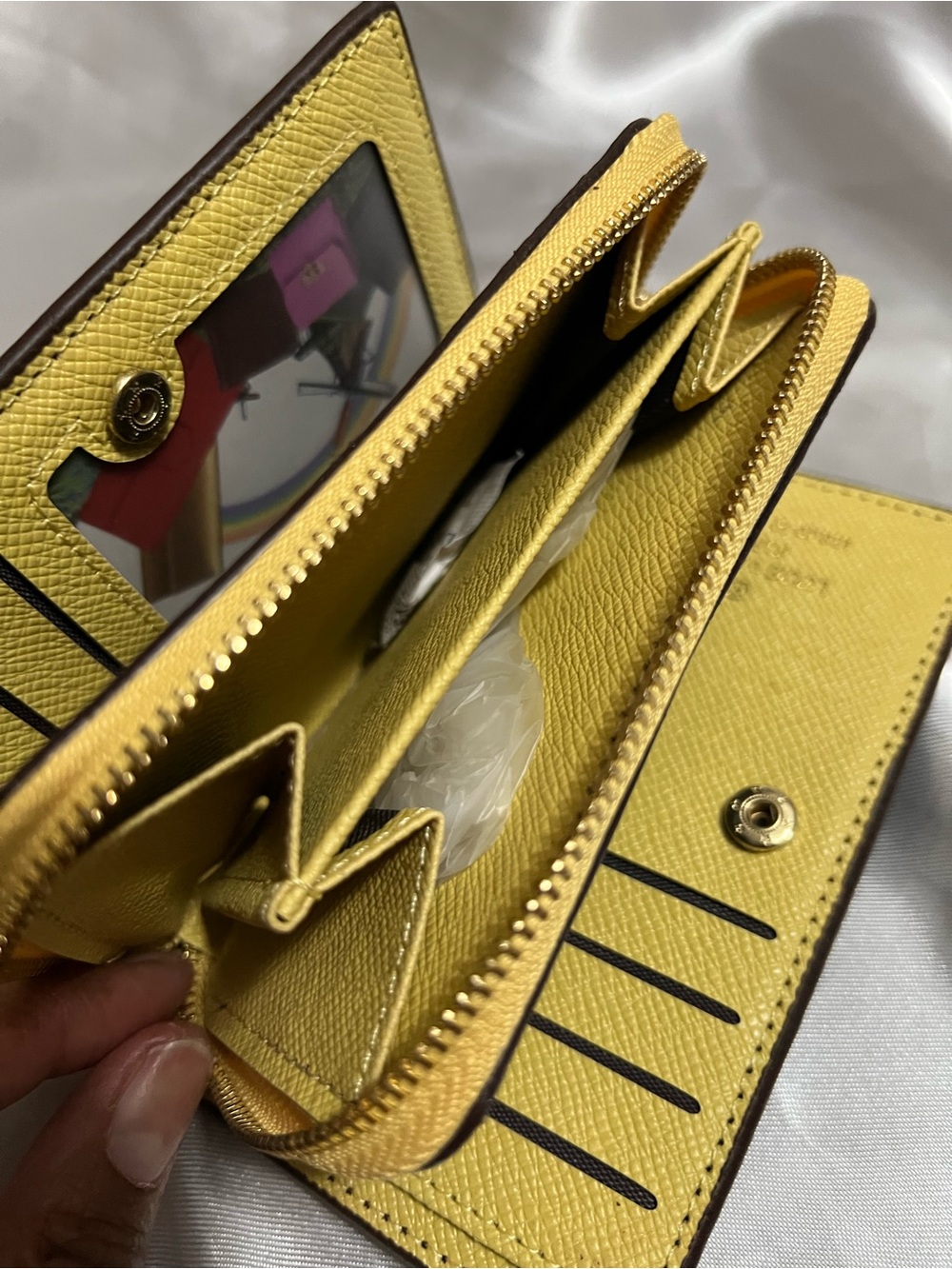 Monogram Zip Pouch in Brown and Yellow - Picture 4 of 5